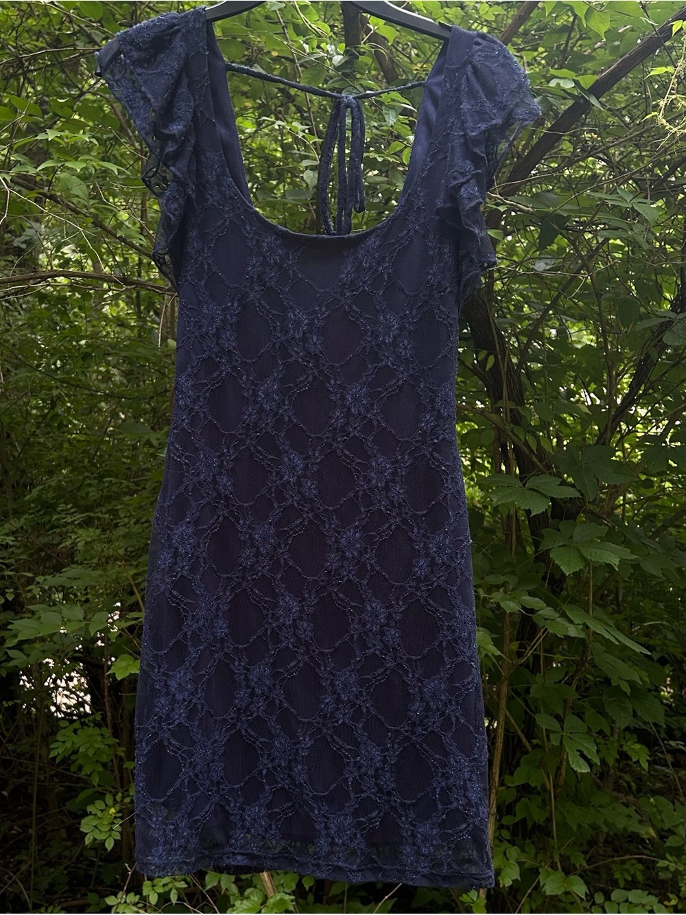 Y2K Vintage Trixxi Navy Blue Floral Lace Mini Dress